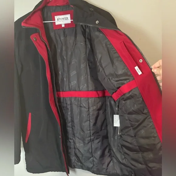 Tower by London Fog Men’s size M Black Jacket with Red Accents - Picture 8 of 8